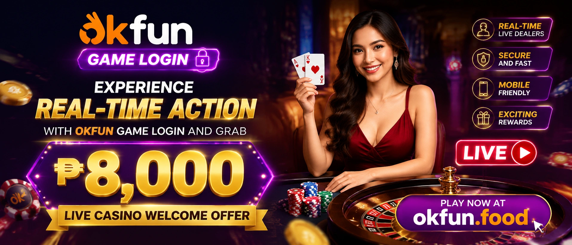 OKFUN live casino game lobby showcase image