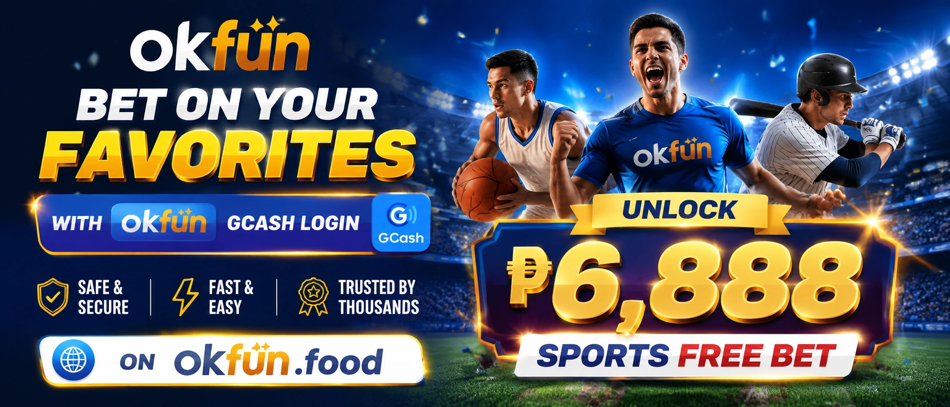 OKFUN sports lobby with basketball and football visuals